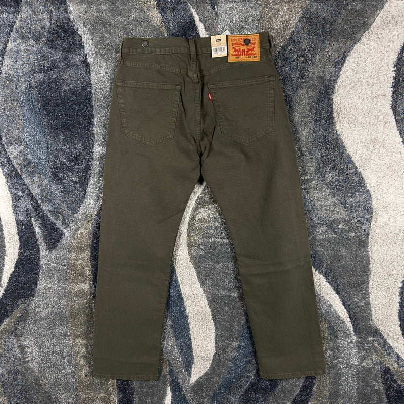 Levis 505 Regular Fit Jeans Mens 30x30 Olive Green Eco Ease