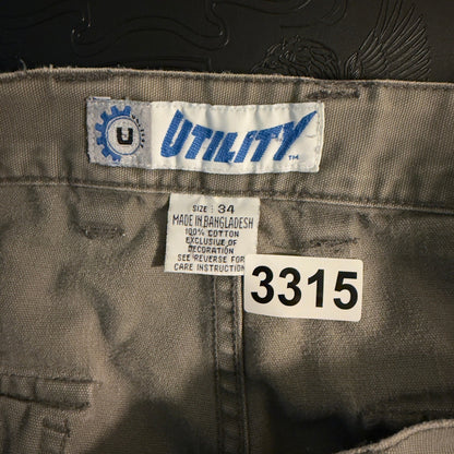 Utility Cargo Shorts Mens 34 Gray Green Baggy