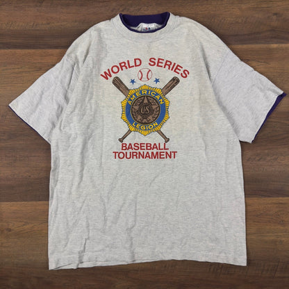 Vintage American Legion World Series T-Shirt Mens XL Grey