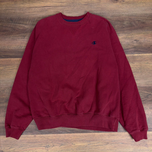 Vintage Y2K Champion Crewneck Sweatshirt Mens L Burgundy