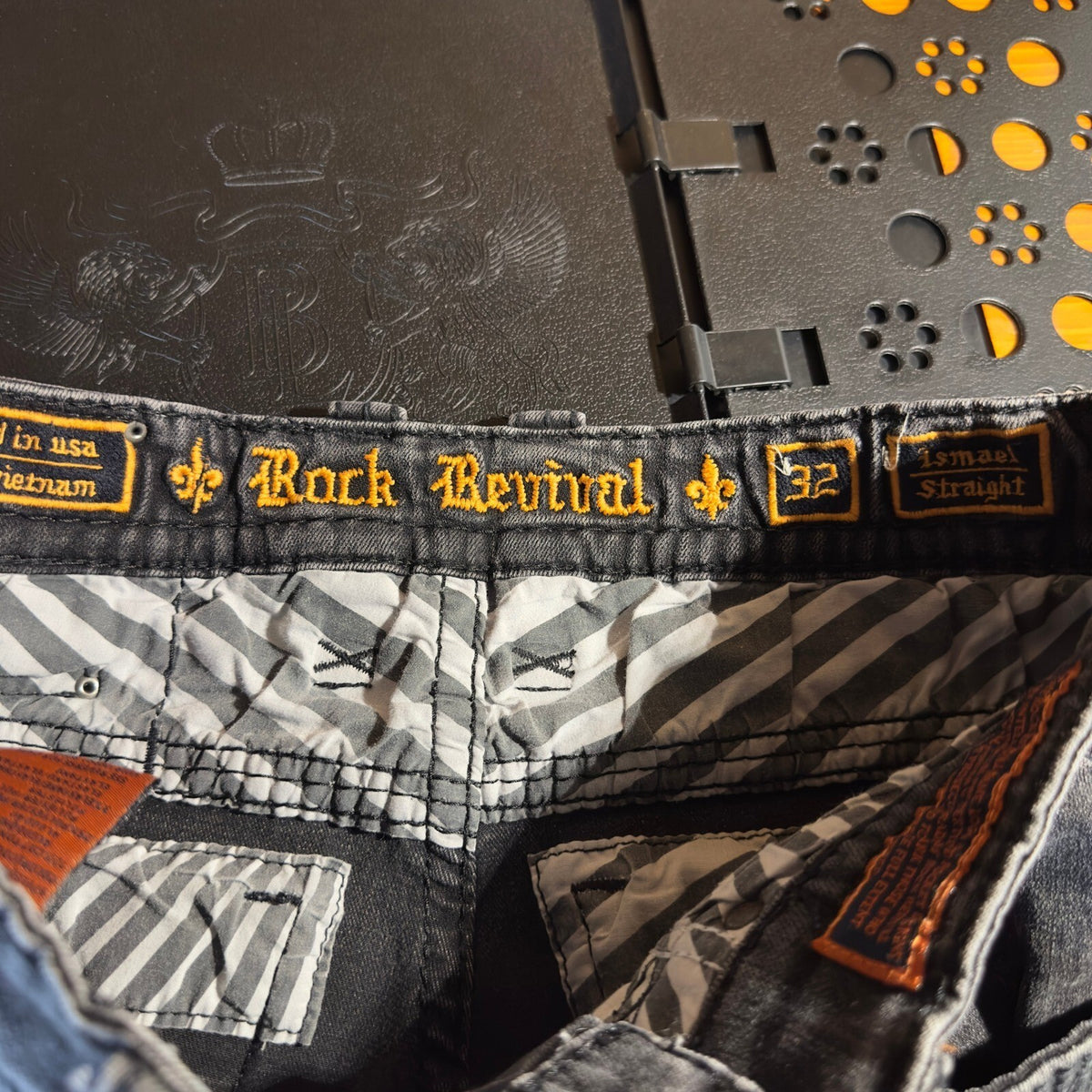Vintage Rock Revival Ismael Straight Jeans Men 32x26 Black