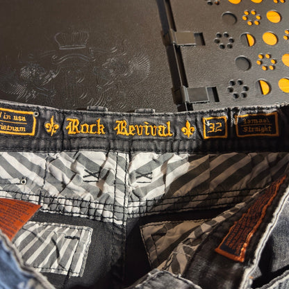 Vintage Rock Revival Ismael Straight Jeans Men 32x26 Black