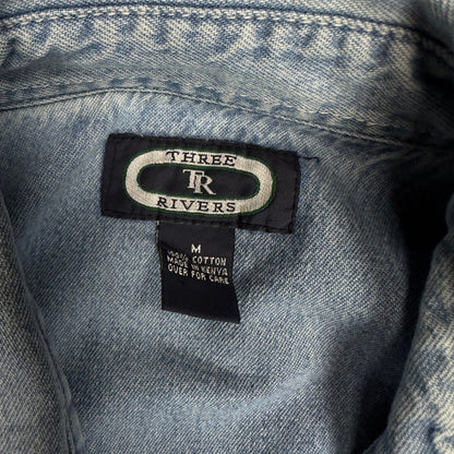 Vintage Three Rivers Mens M Denim Button Down Shirt Y2K