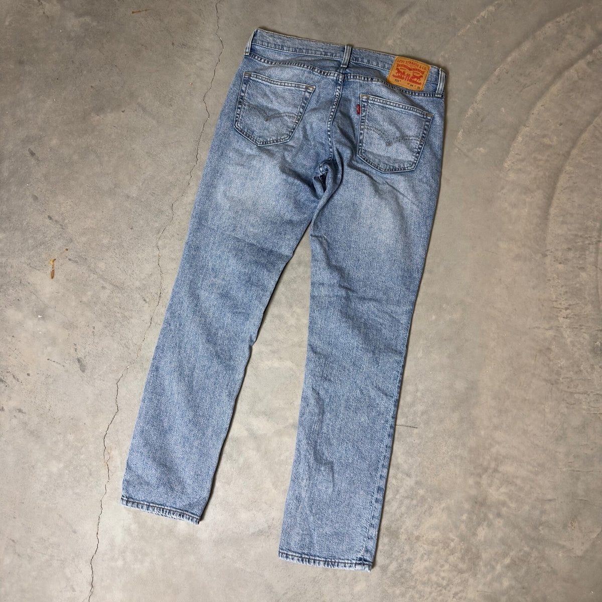 Levi's 511 Slim Fit Jeans Mens 34x32 Light Wash Repaired