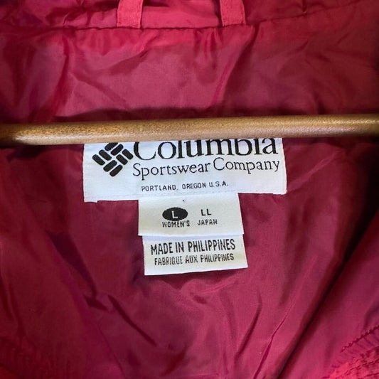Columbia Women's Hooded Jacket Large Red Blue Windbreaker