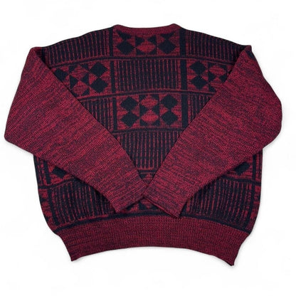 Vintage Playboy Argyle Knit Sweater Unisex XL Red Black