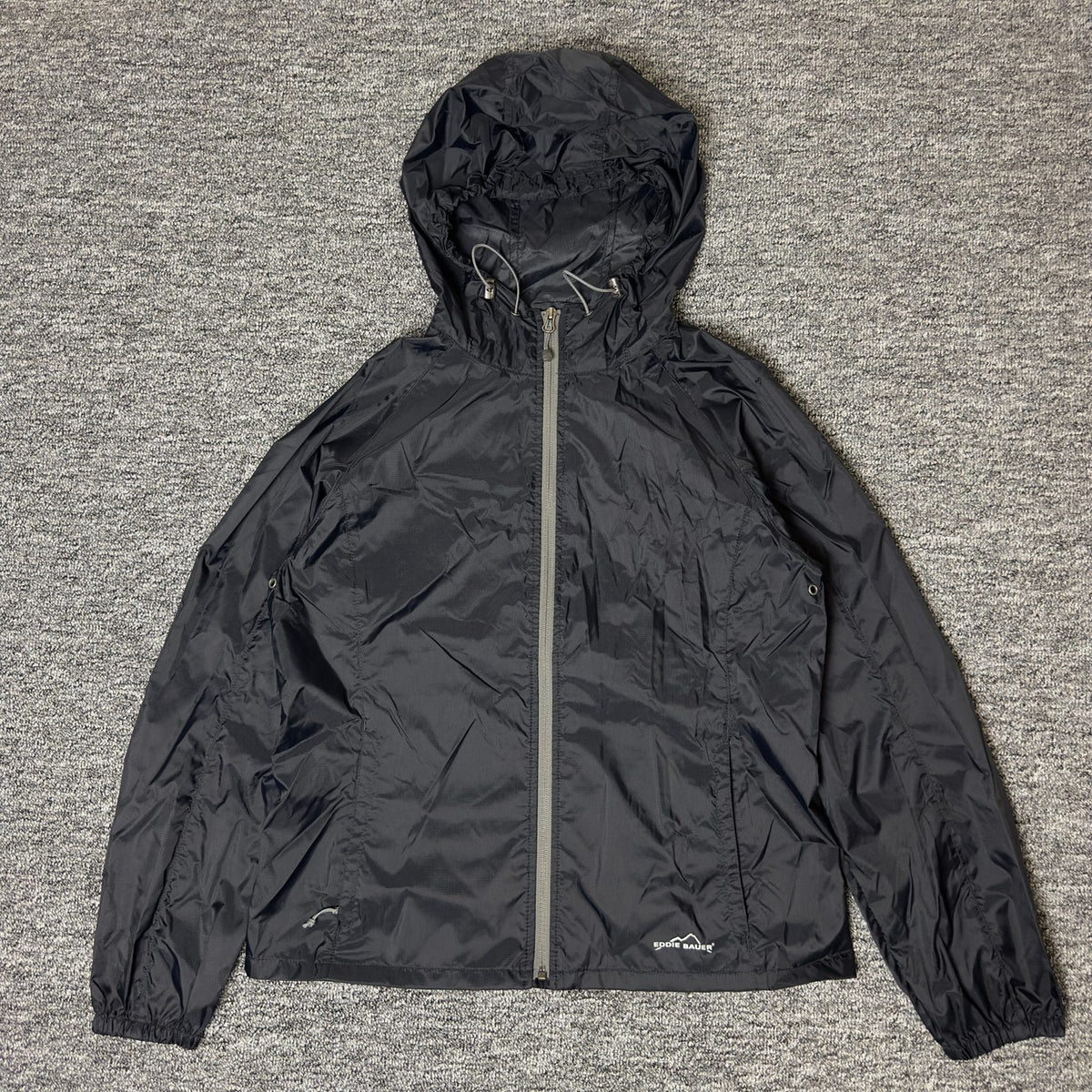 Eddie Bauer Windbreaker Womens M Black Hooded Gorpcore