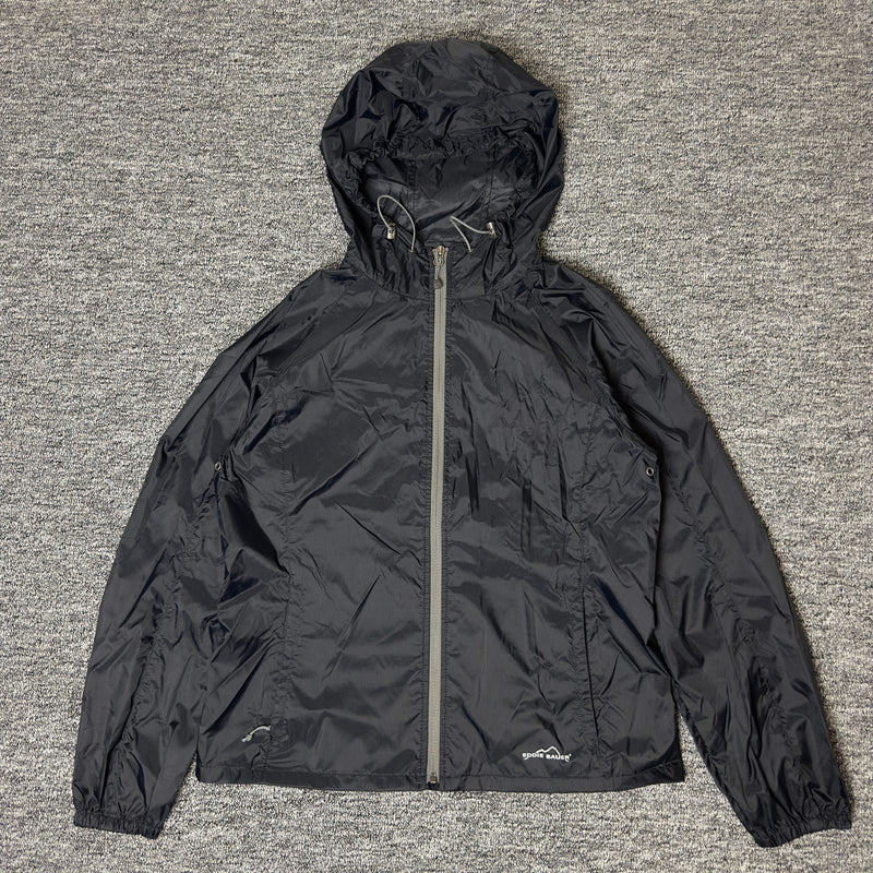 Eddie Bauer Windbreaker Womens M Black Hooded Gorpcore