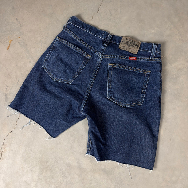 Wrangler Cut Off Jorts Mens 29 Dark Wash Raw Hem Western