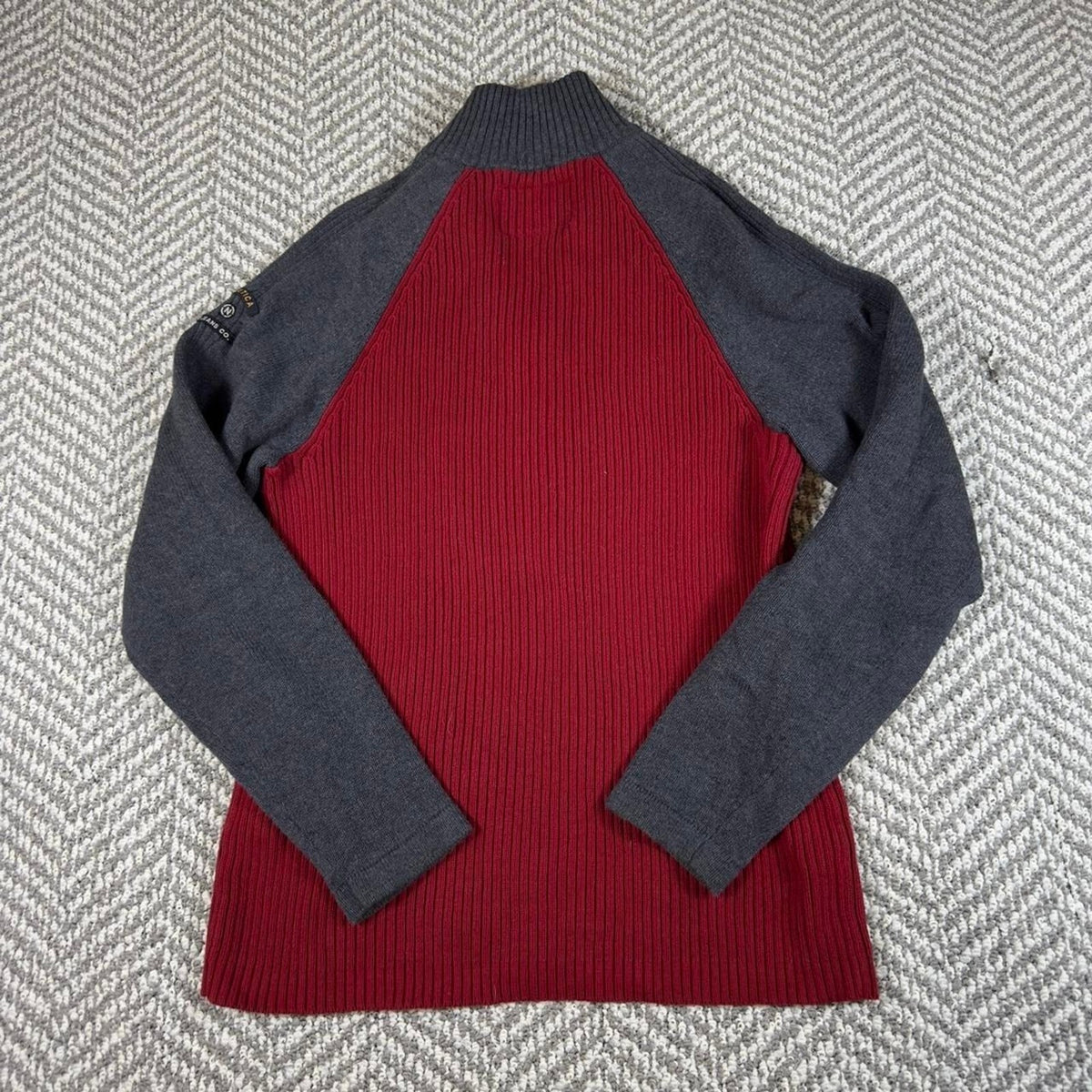 Vintage Nautica Jeans Co Quarter Zip Sweater Men M RIbbed