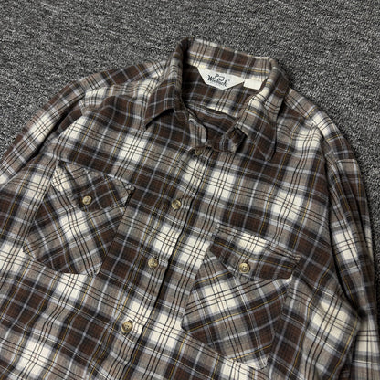 Woolrich Plaid Flannel Shirt Mens Brown Classic Workwear