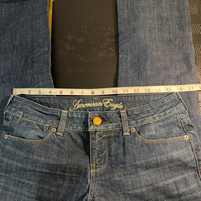 Y2K American Eagle 77 Straight Jeans Womens 6 Blue Low Rise