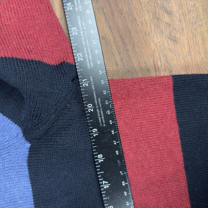 Nautica Striped Quarter Zip Sweater Mens M Navy Blue Red