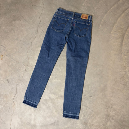 Levi's 711 Skinny Ankle Jeans Womens 26 Blue Raw Hem Ripped