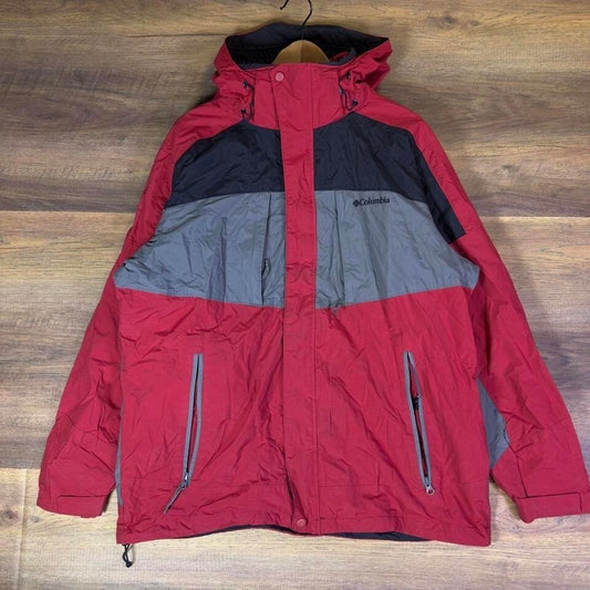 Columbia Men's Large Interchange Jacket Red Gray Gorpcore Y2K