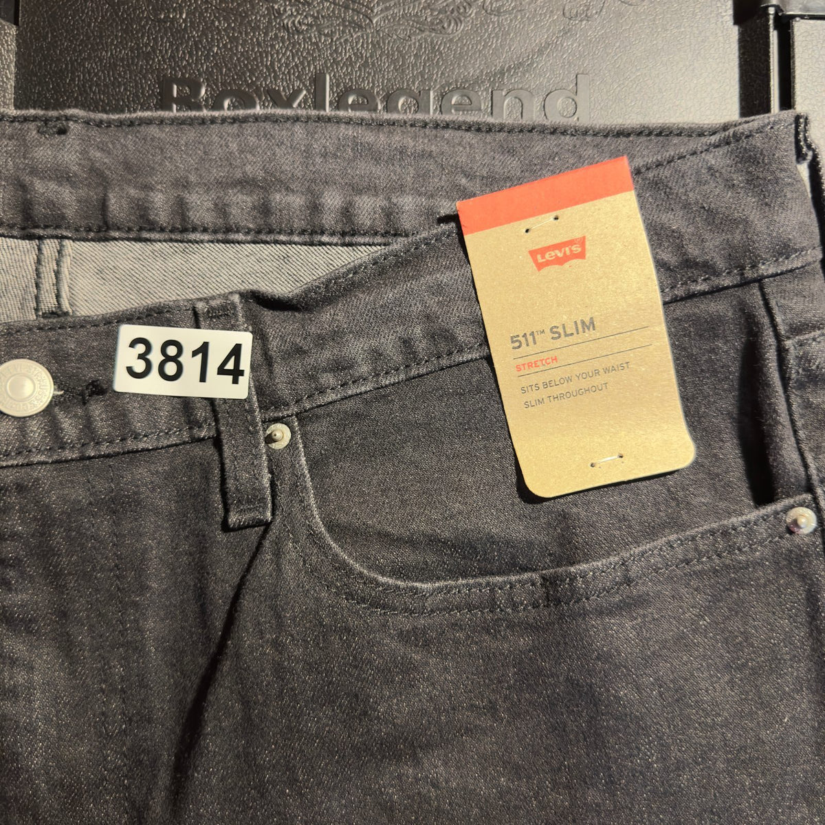 NWT Levi's 511 Slim Jeans Mens 36x32 Black Stretch