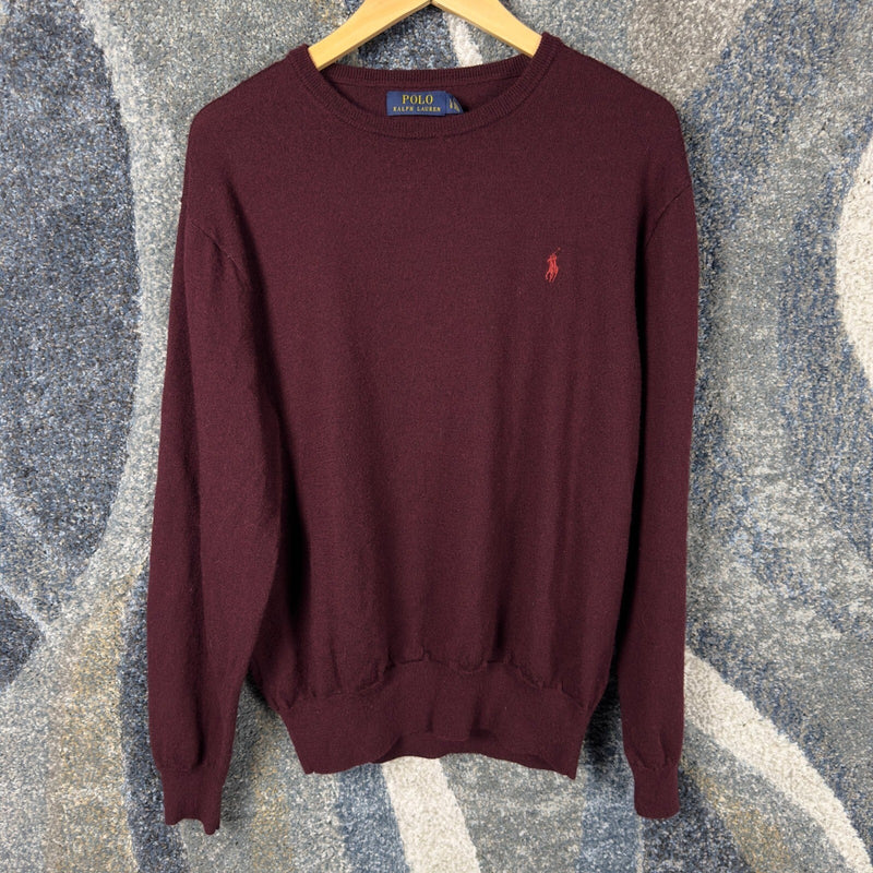 Polo Ralph Lauren Merino Wool Sweater Mens L Burgundy
