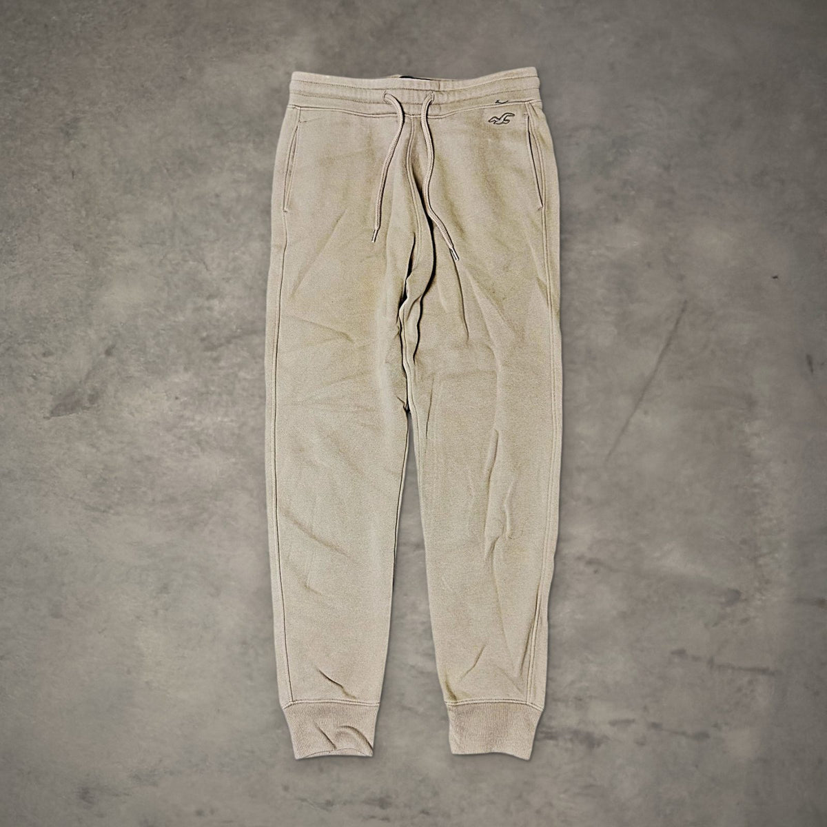Hollister Fleece Jogger Sweatpants Mens XS Tan Cuffed