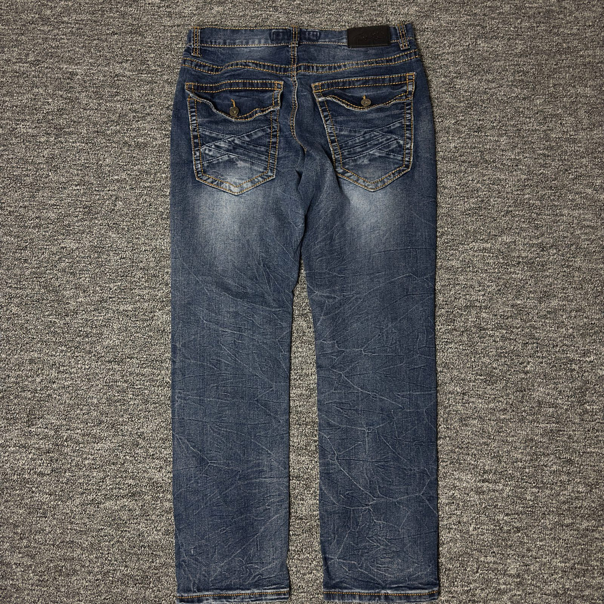True Luck Mens Jeans 32x32 Dark Wash Western Straight Y2K