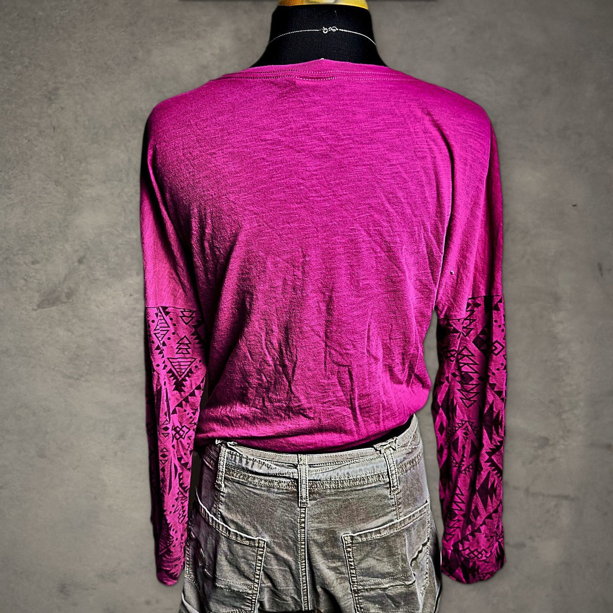 PINK Victoria's Secret Long Sleeve Tee Womens M Magenta Boho
