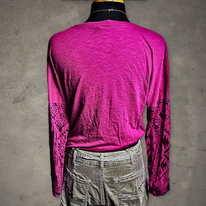 PINK Victoria's Secret Long Sleeve Tee Womens M Magenta Boho