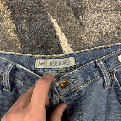Lee Regular Fit Distressed Jeans Mens 38x31 Blue Grunge