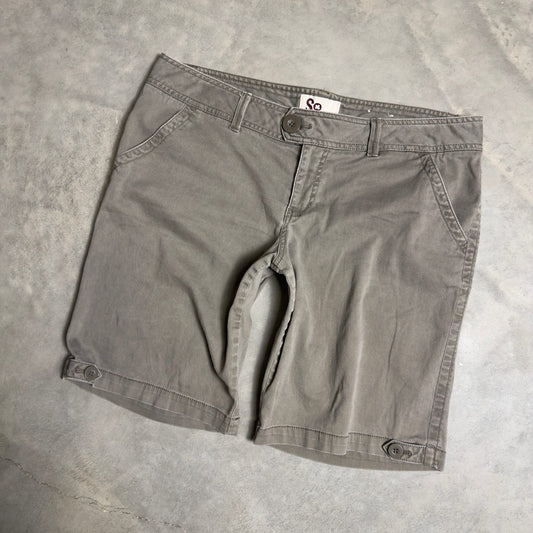 SO Stretch Chino Shorts Womens 15 Gray Taupe