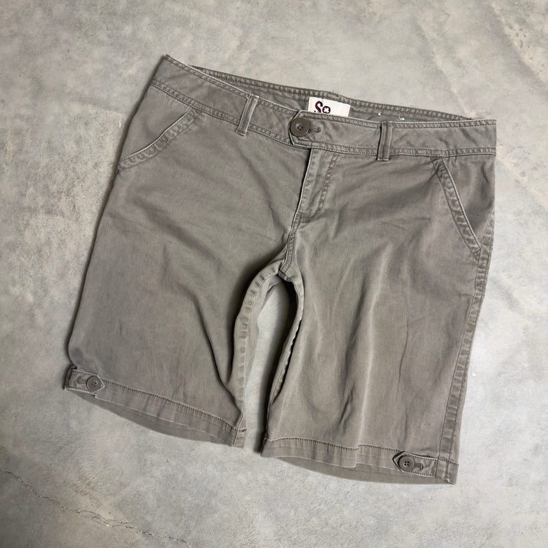 SO Stretch Chino Shorts Womens 15 Gray Taupe