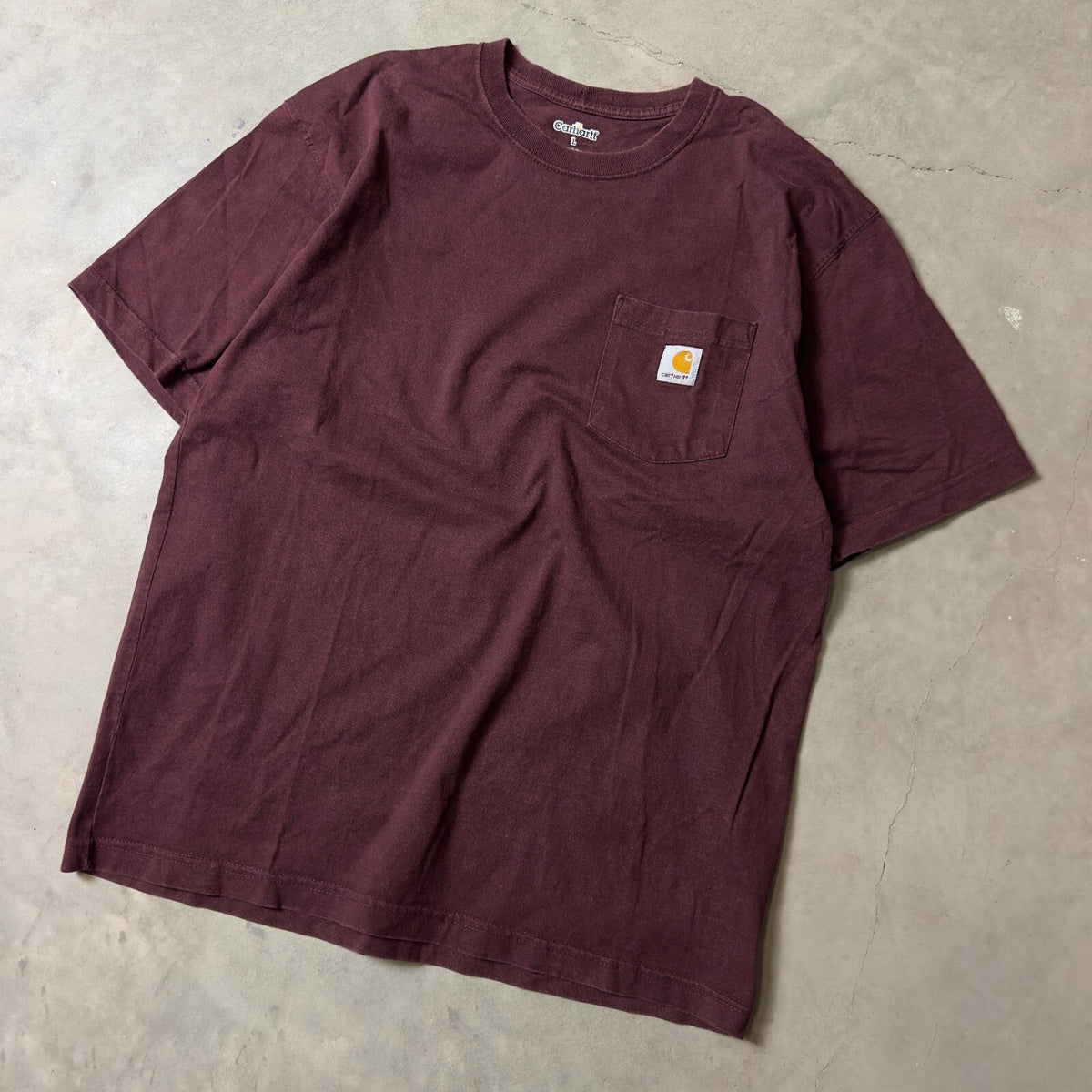 Carhartt Pocket T-Shirt Mens L Burgundy Workwear Tee