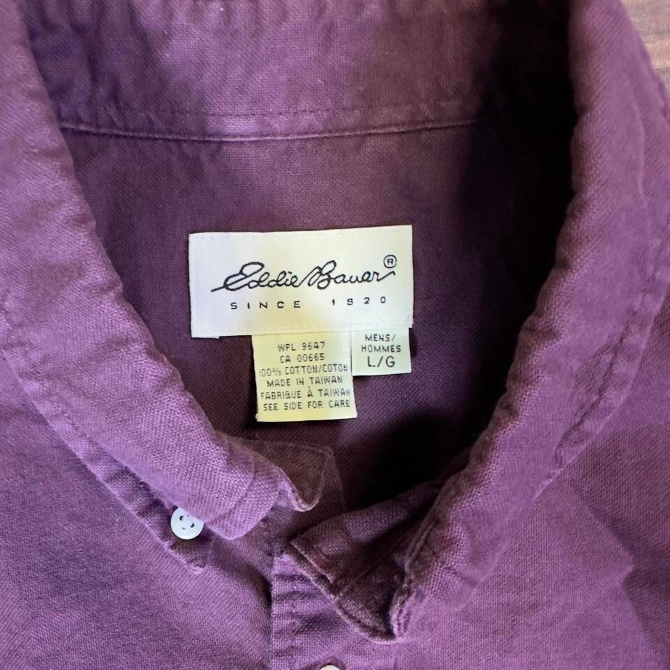Eddie Bauer Purple Button-Up Work Shirt Men's Large