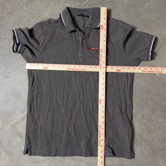 Prada Sport Polo Shirt Mens XL Gray Tipped Collar Logo