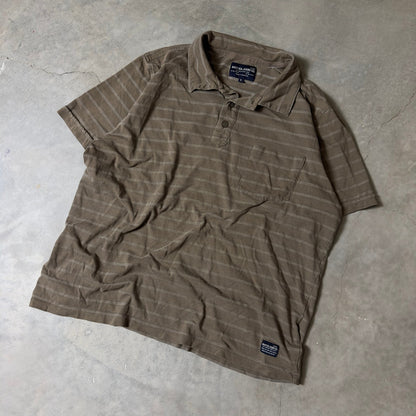 Y2K Nautica Jeans Co Striped Polo Shirt Mens Large Brown