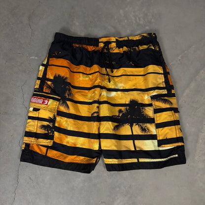 Vintage Ingear Cargo Board Shorts Mens XXL Orange Palm Tree