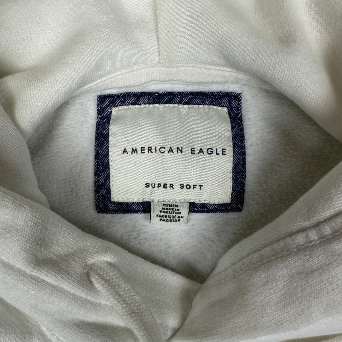 American Eagle Super Soft Hoodie M White Blue Crest Logo