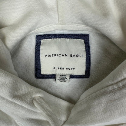 American Eagle Super Soft Hoodie M White Blue Crest Logo