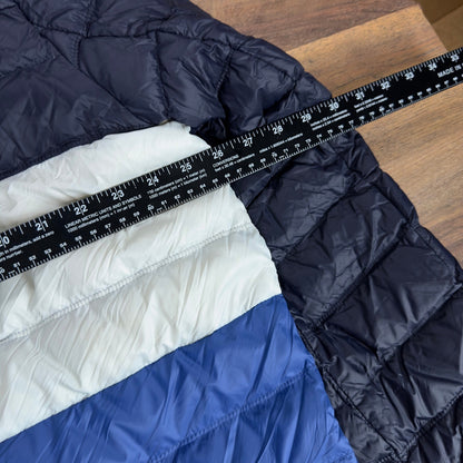 Tommy Hilfiger Mens Packable Down Puffer Jacket XXL Blue White Colorblock Spring