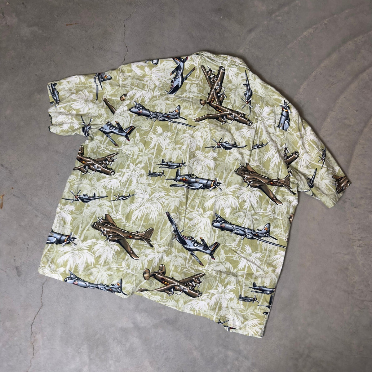 Vintage Kalaheo Hawaiian Shirt Mens 2XL Green Aviation Aloha