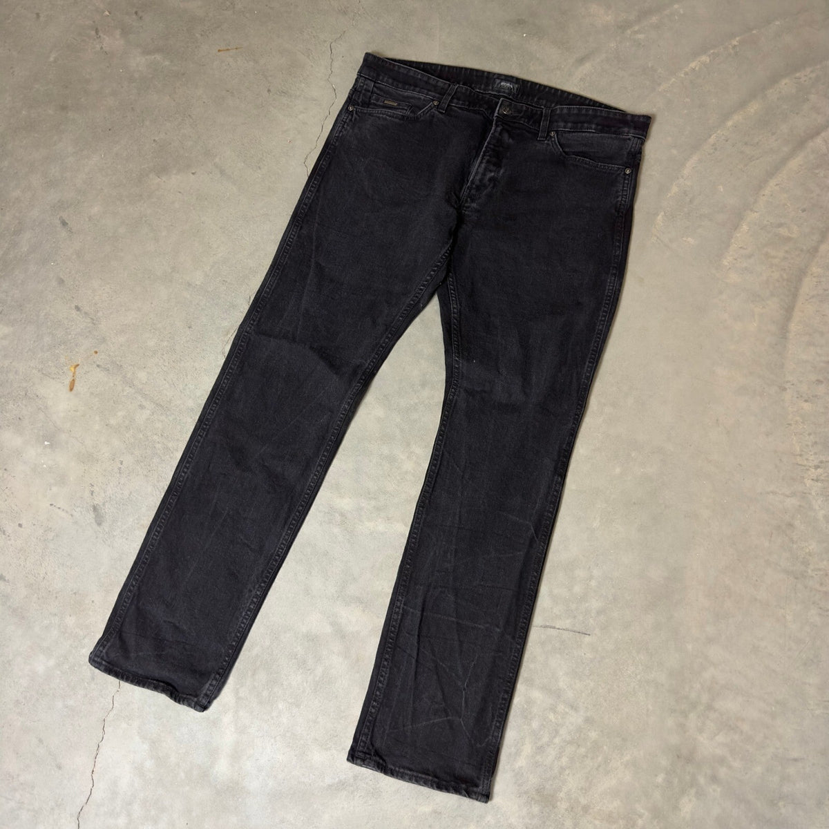 Hugo Boss Straight Leg Jeans Mens 38x32 Faded Black Stretch