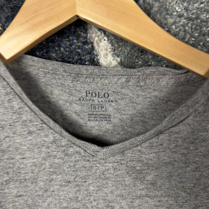 Polo Ralph Lauren V-Neck T-Shirt Mens S Heather Grey Pony