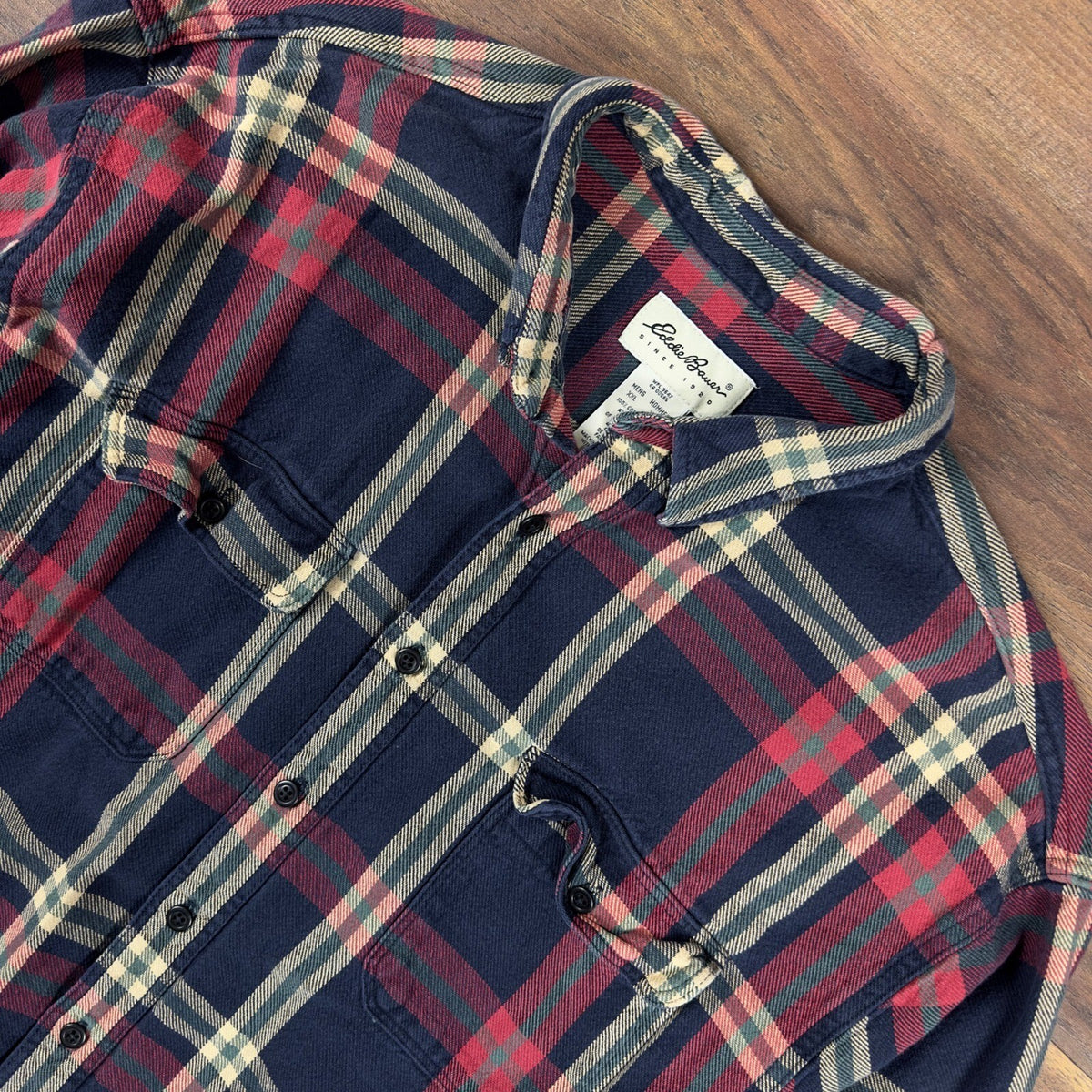 Vintage 90s Eddie Bauer Flannel Shirt Mens XXL Plaid Navy