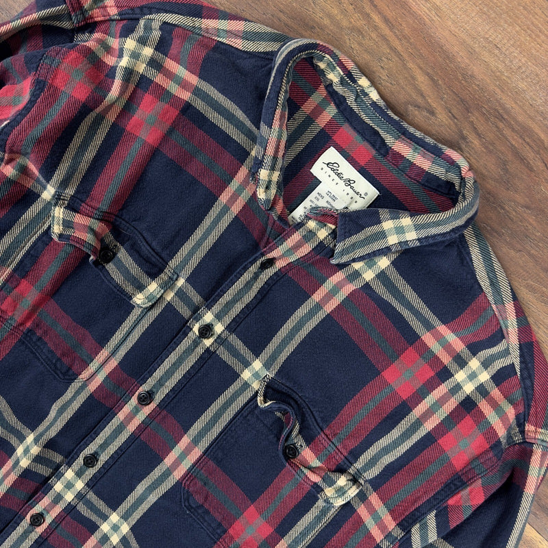 Vintage 90s Eddie Bauer Flannel Shirt Mens XXL Plaid Navy