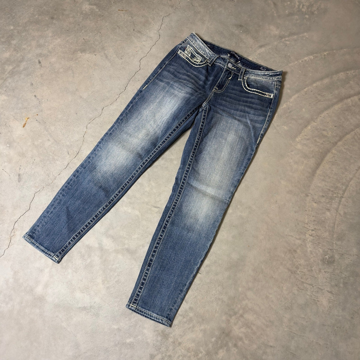 Vigoss Heritage Straight Jeans Womens 10 Blue Embellished
