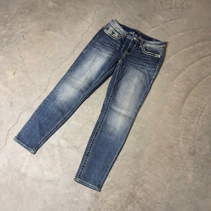 Vigoss Heritage Straight Jeans Womens 10 Blue Embellished