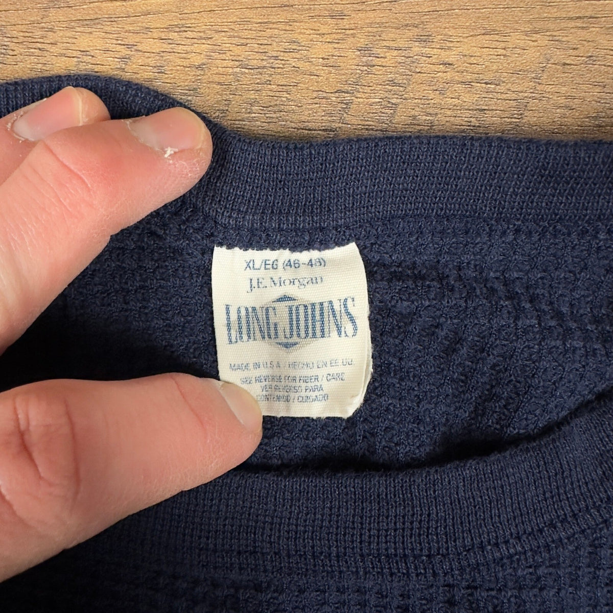 Vintage J.E. Morgan Mens XL Navy Blue Thermal Shirt