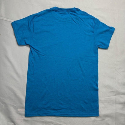 Gildan Men's T-Shirt Small Blue Heavy Cotton Crew Neck Short