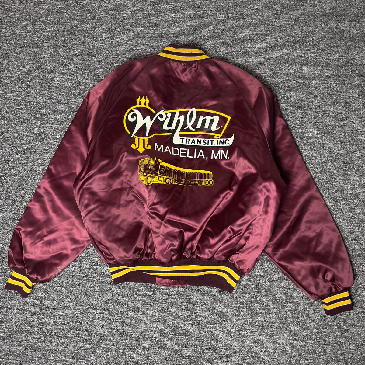 King Louie Wihlm Transit Satin Bomber Jacket Mens L Maroon
