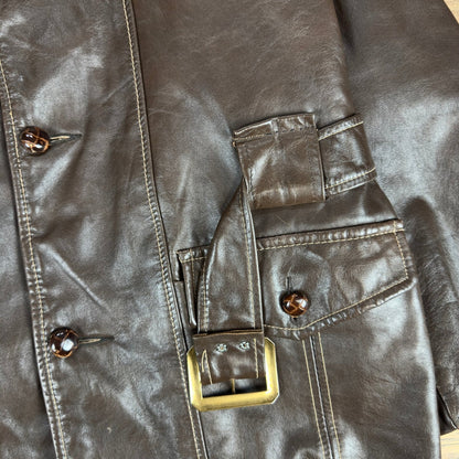 Vintage Towncraft Mens XL Brown Leather Car Coat Jacket