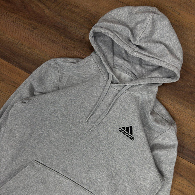 Adidas Mens Essentials Pullover Hoodie Heather Grey Logo M