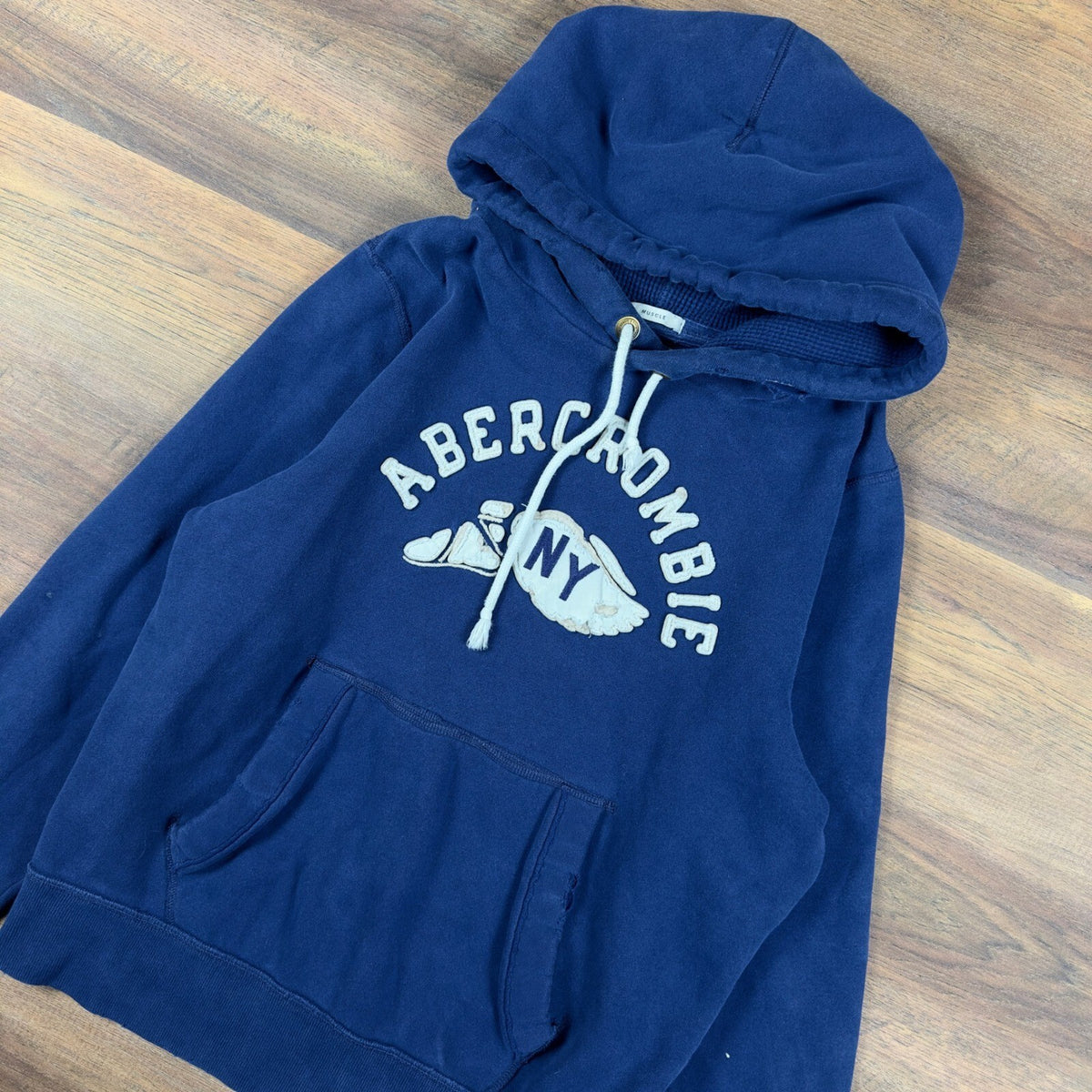 Abercrombie & Fitch Muscle Fit Hoodie Mens XL Navy Graphic