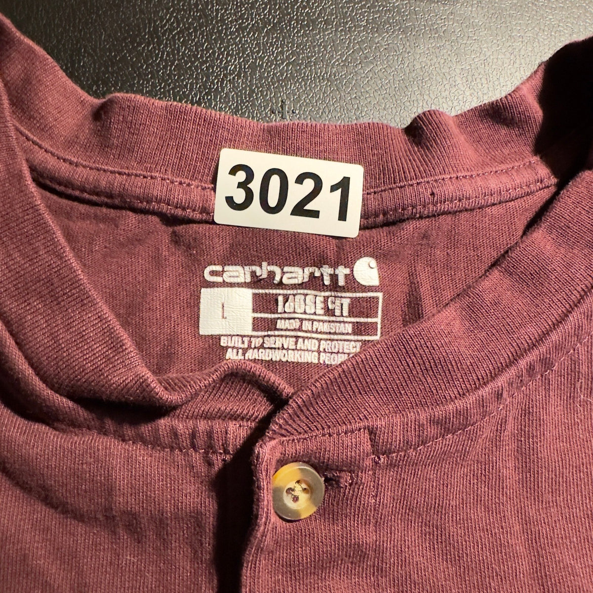 Carhartt Henley Pocket T Shirt Mens L Maroon Loose Workwear